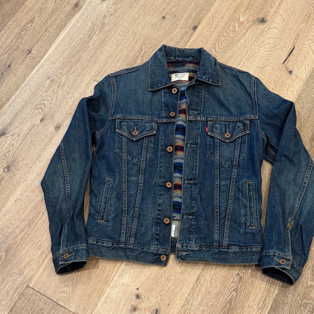 Pendleton Blue Denim Jacket with Patterned Lining